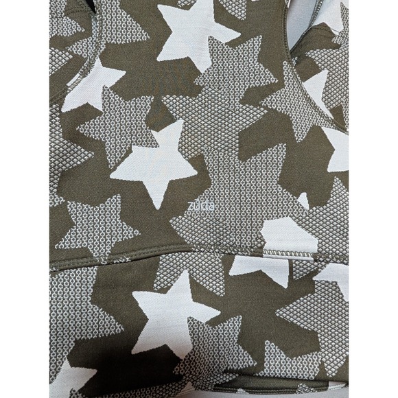 Zuda Women's Green White Star Print Longline Sports Bra Racerback Crop Top Large - Picture 3 of 5